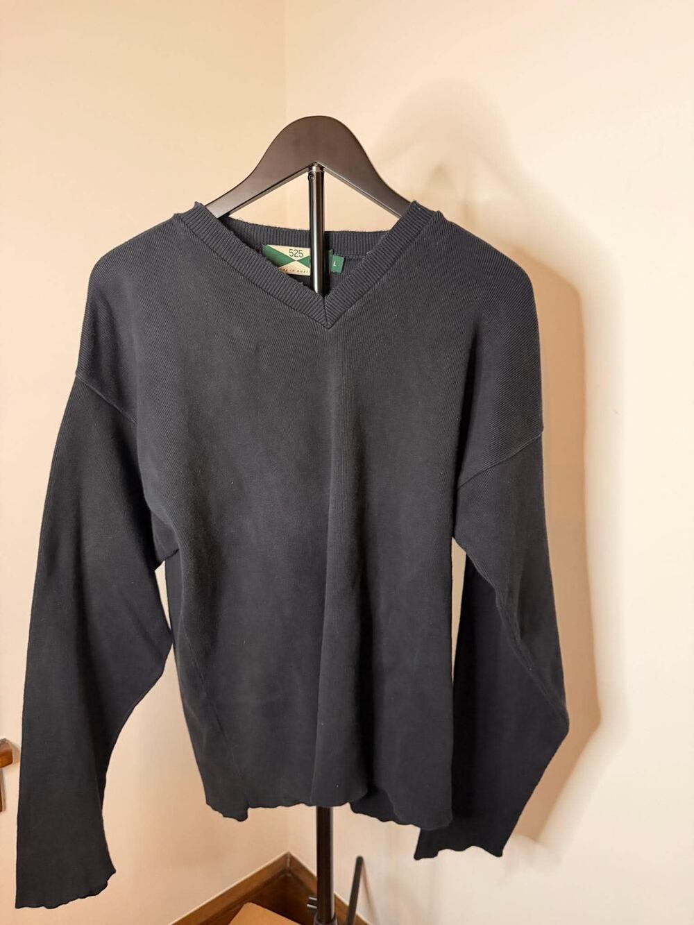 Vintage 525 America Black 100% Cotton V-Neck Oversized Sweater Women’s L